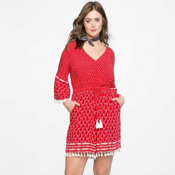 Eloquii Pants - Red and white tassel trimmed Eloquii Romper size 14